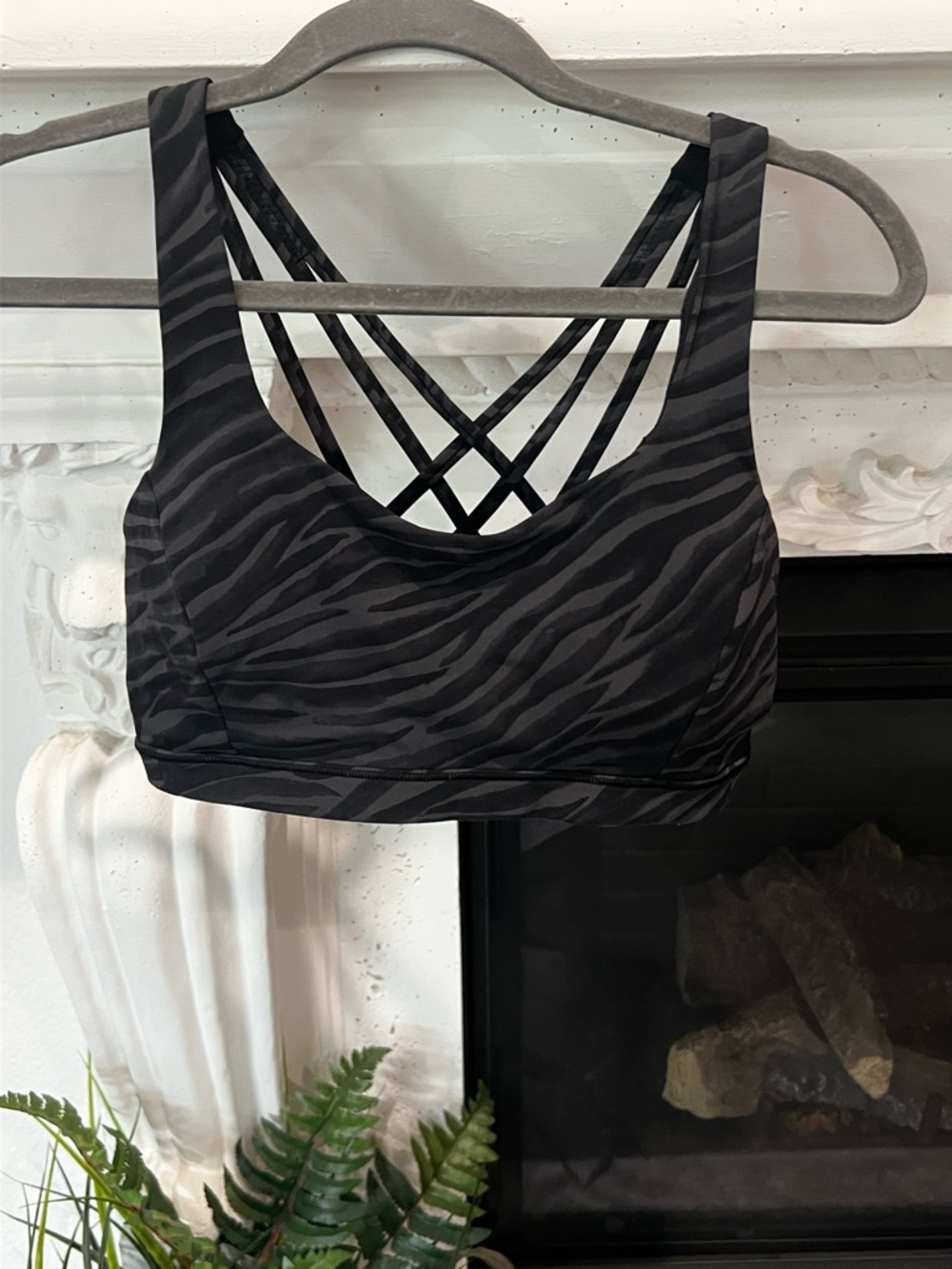 lululemon athletica Black Zebra-Print Strappy Sports Bra